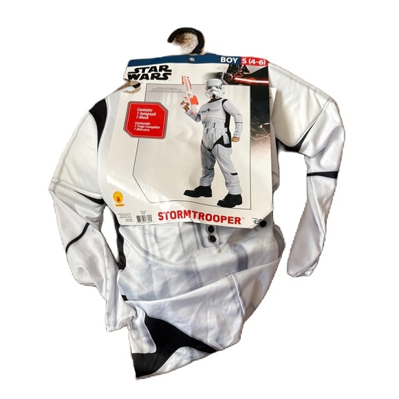 Star Wars Stormtrooper Kids Costume NEW Small 4-6 White Black Disney Halloween - Picture 1 of 5